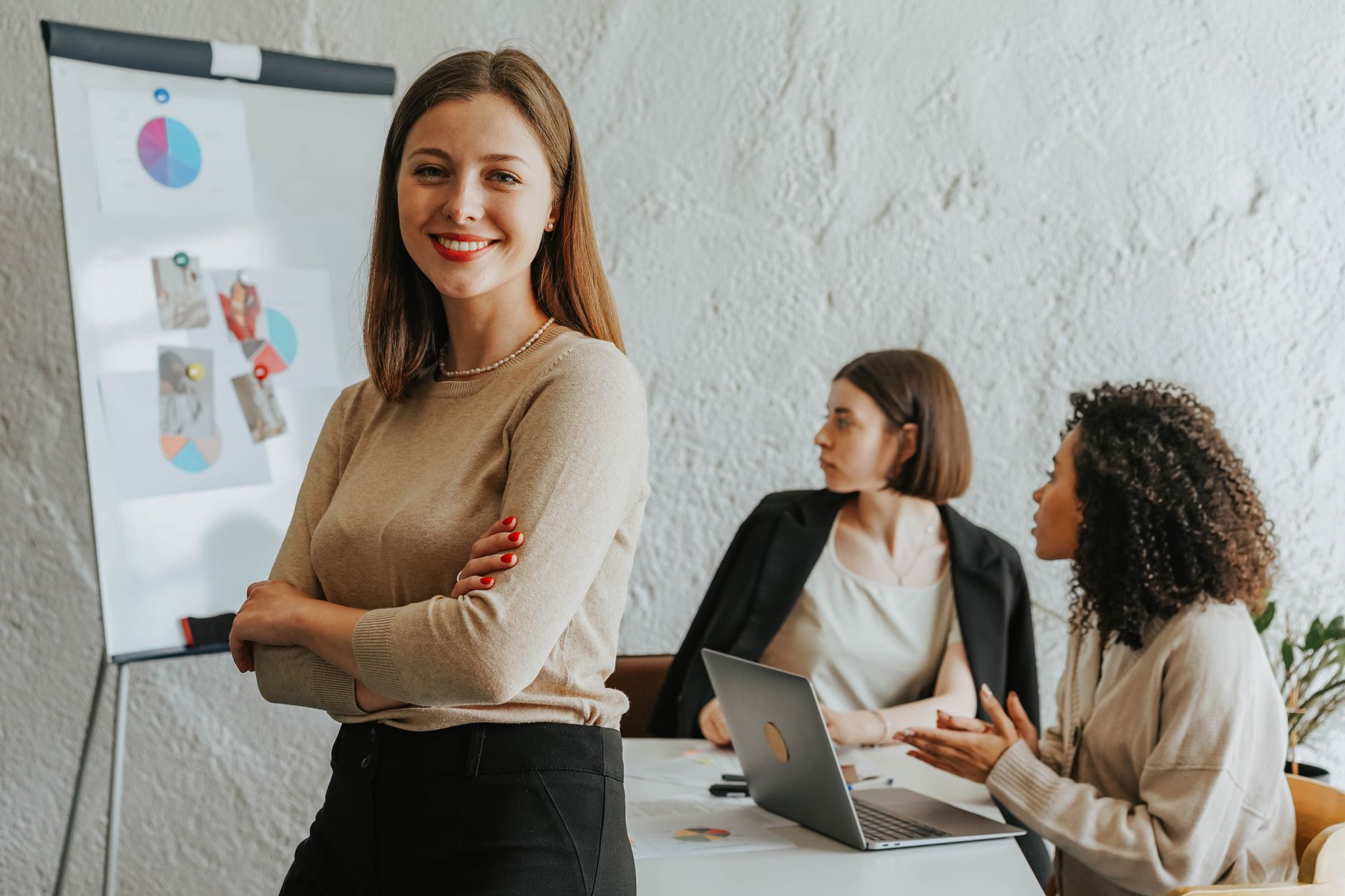 Business team presenting a confident plan