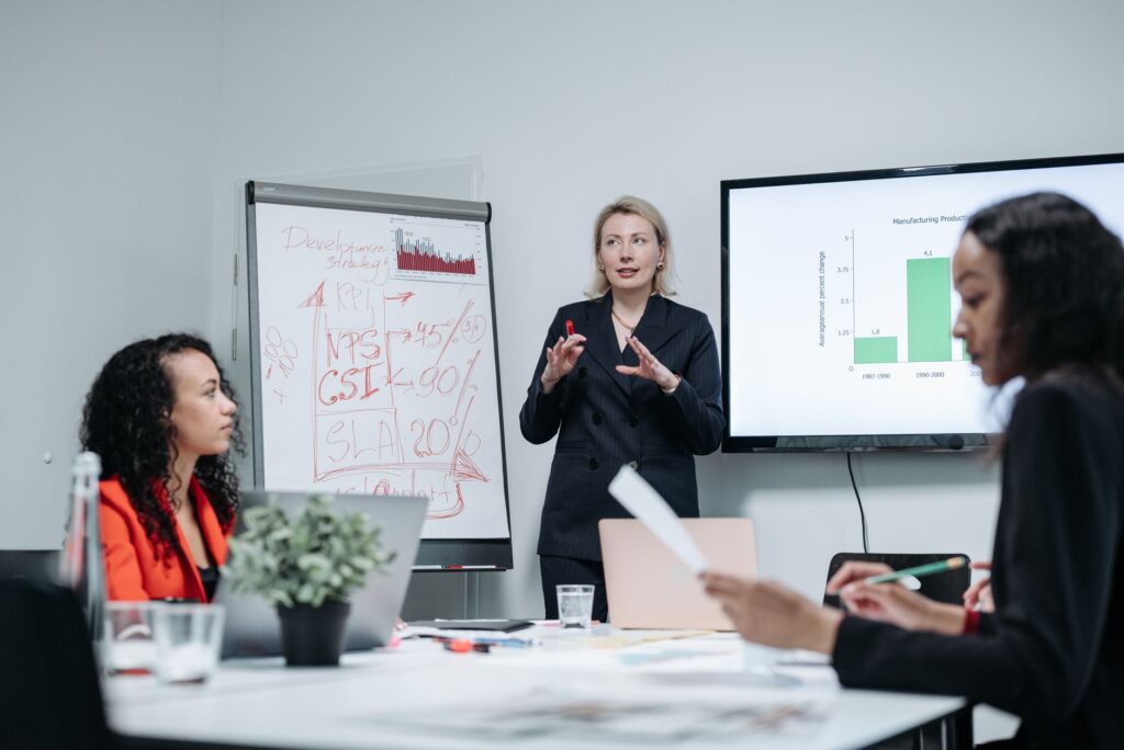 Consulting results presentation with an executive team