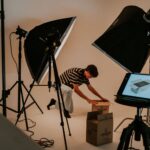 Maker preparing products for a studio campaign