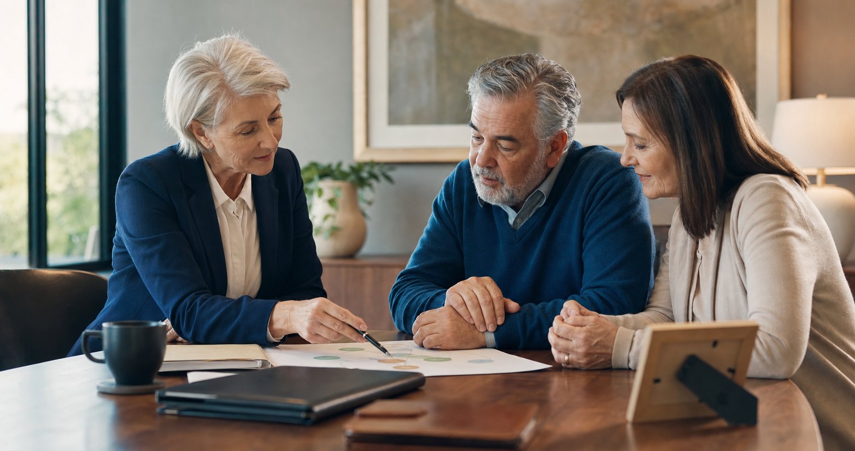 Attorney discussing an estate plan with two clients