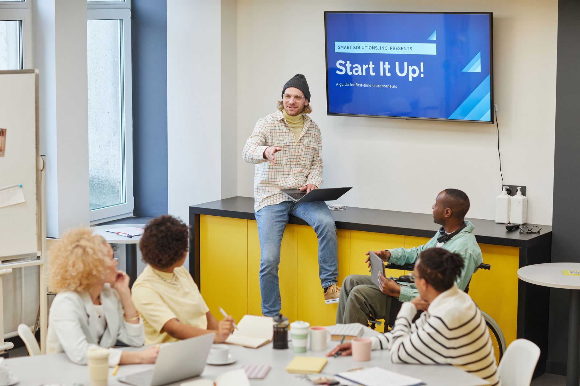 Software team preparing a product demo