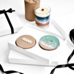 Gift box with artisan soap and a candle