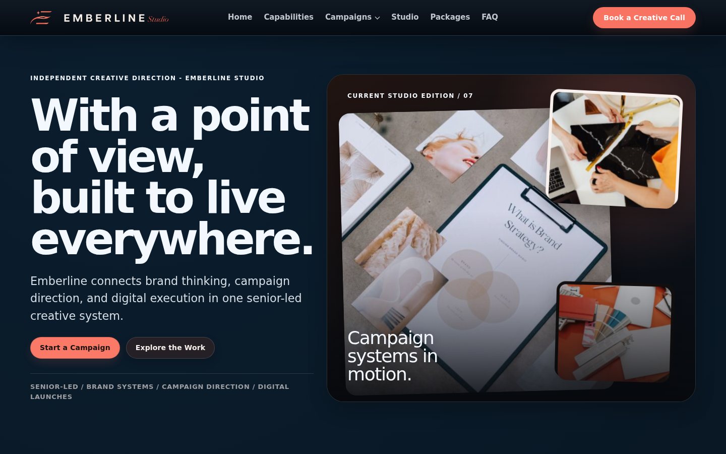 Emberline Studio Canvza site system homepage