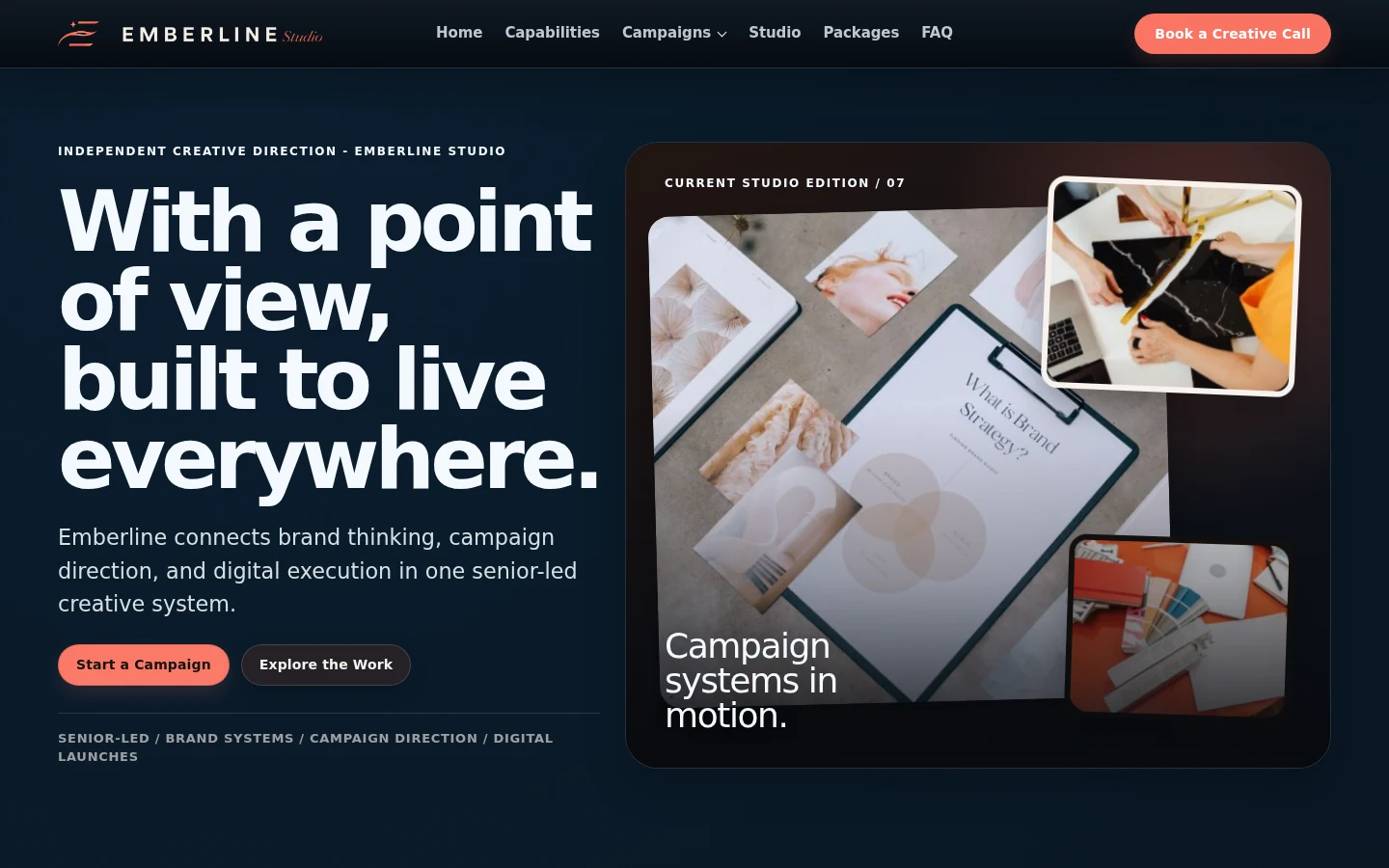 Emberline Studio Canvza site system homepage